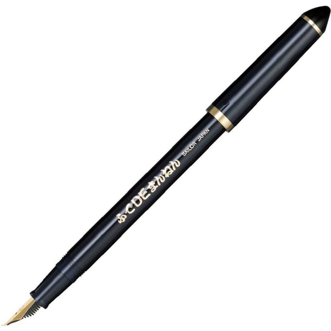 Sailor Fude-De-Mannen Script Kalligrafie Pen Navy Blue , Nib Angle 40 °C Degrees + 2 Cartridges