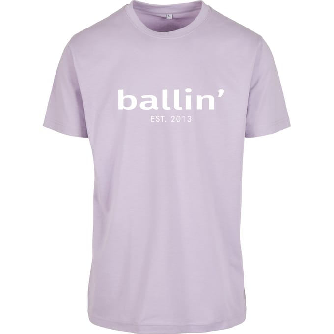 Heren Tee SS met Ballin Est. 2013 Regular Fit Shirt Print - Paars - Maat M