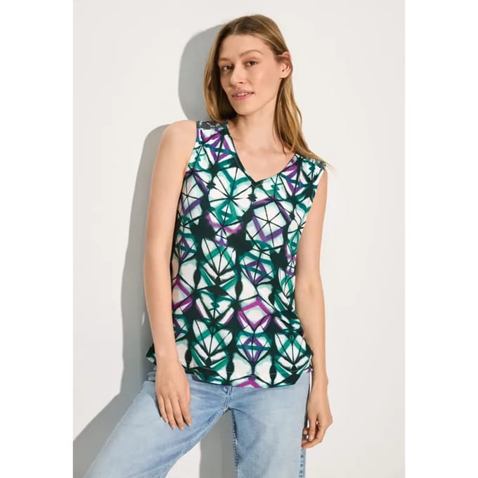 Mouwloze blouse met print