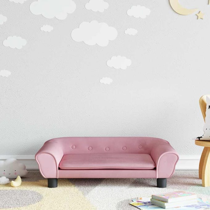 vidaXL - Kinderbank - 70x45x26 - cm - fluweel - roze