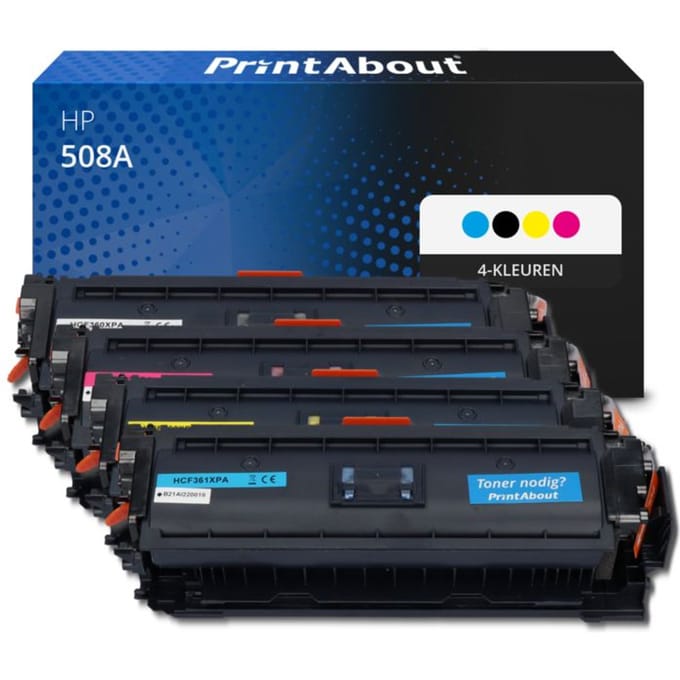 PrintAbout huismerk Toner 508A (CF360A) 4-kleuren Multipack Geschikt voor HP