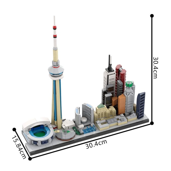 Gobricks MOC-220320 Stad Toronto Skyline Bouwstenen Leren-Gericht Assemblage Speelgoed Cadeaus gray
