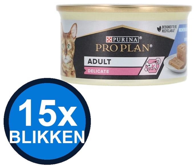 15x Pro Plan - Cat Mousse Delicate Kalkoen - Kattenvoer Natvoer - 85 g