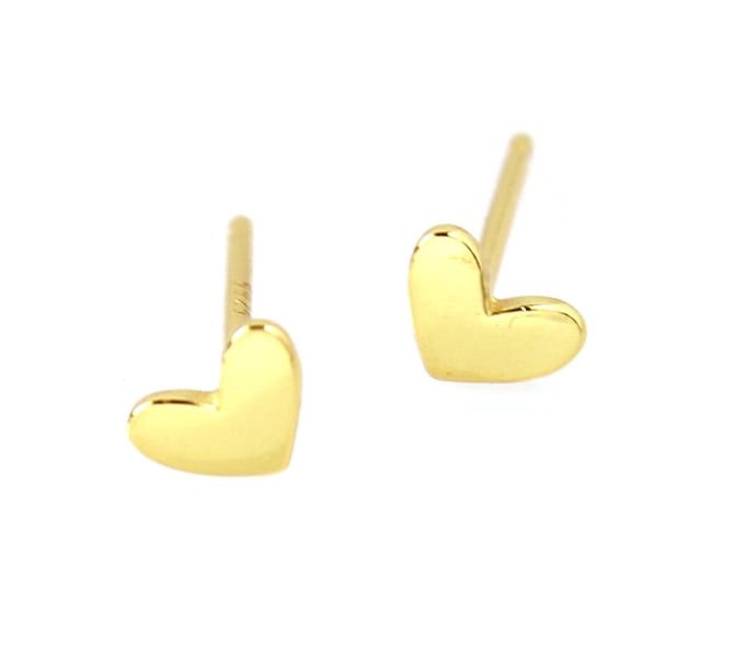 Zilveren Oorknopjes Hartjes - Verguld - 5mm