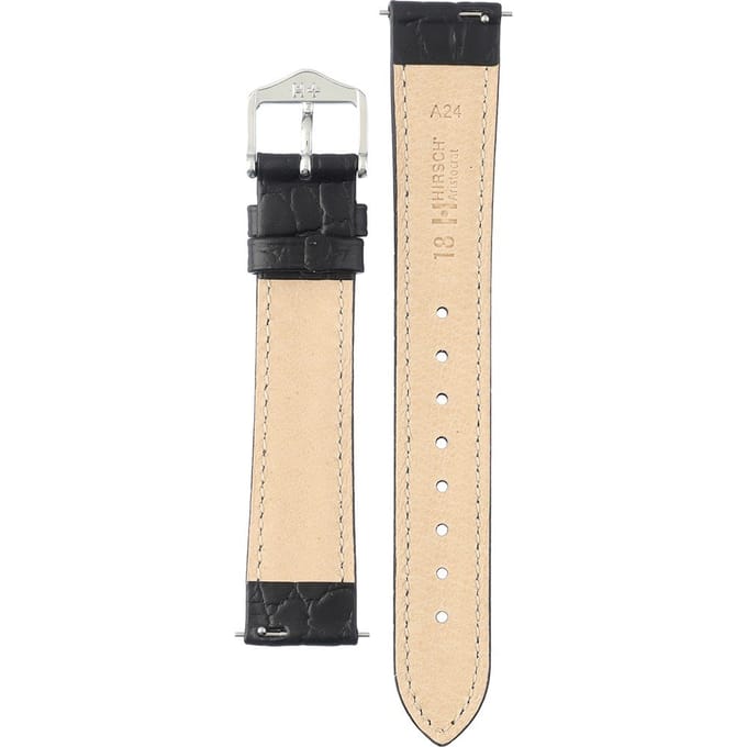 Hirsh Horlogeband -  Aristocrat Zwart - Leer - 18mm