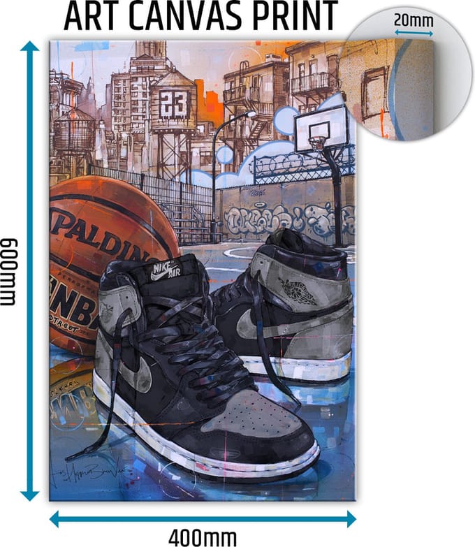 Sneaker canvas basketball shadow 1.0 40x60 cm