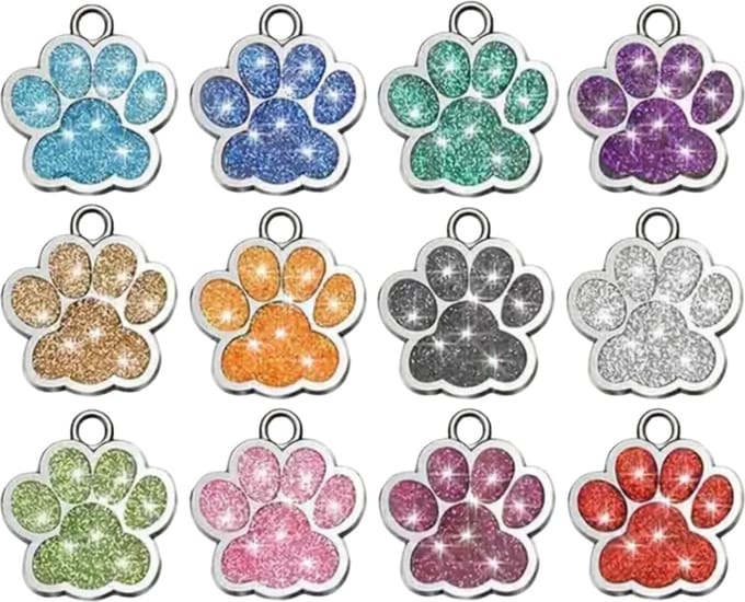 Jambo® Hondenpenning - Pootje - Diverse kleuren glitter - Graveren