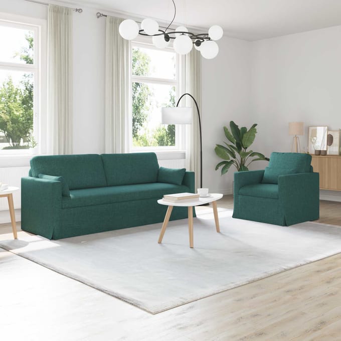 vidaXL Bankstel 2 pcs Donkergroen 198 x 78 x 80 cm Stof
