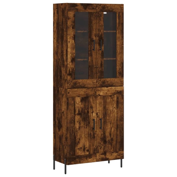 vidaXL - Hoge - kast - 69,5x34x180 - cm - bewerkt - hout - gerookt - eikenkleurig