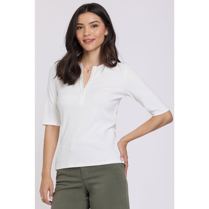Geribbelde Henley met Elleboogmouwen