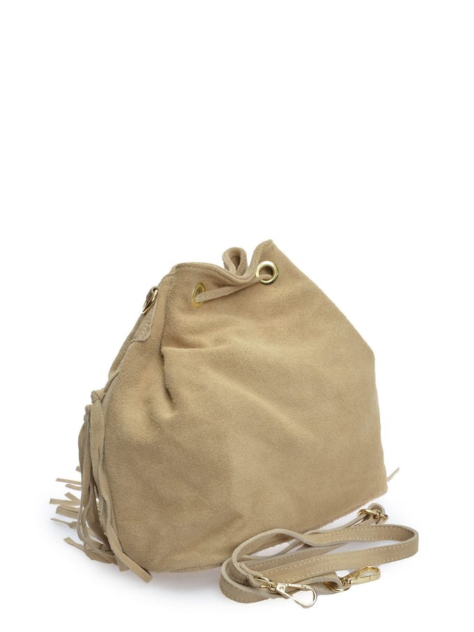 Roberta M Beige Rundleer Tas