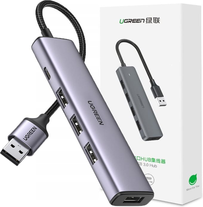 Ugreen - USB - HUB-splitter - 4x USB 3.0 grijs - (CM473 - 20805)