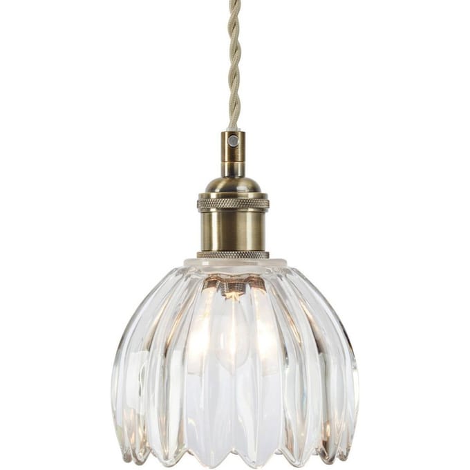 Markslöjd Hanglamp Gota, oud messing/helder, glas, Ø 13 cm, stekker