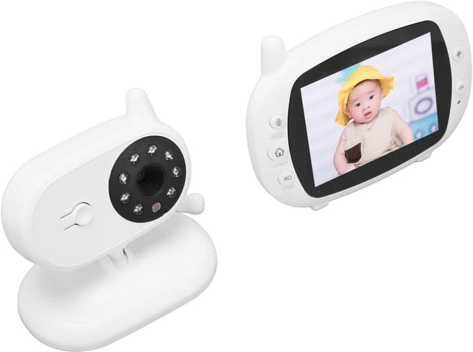 Babyfoon Videomonitor - Kind Bewaken - Veiligheid Thuis - 30 Uur Batterijduur - 35 Inch Scherm - Wit