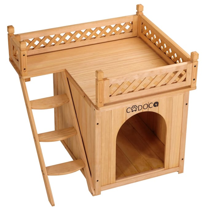 Cadoca Kattenhuis - Balkon Buiten 2 Verdiepingen 53,5x54,5x64,5cm - Hout