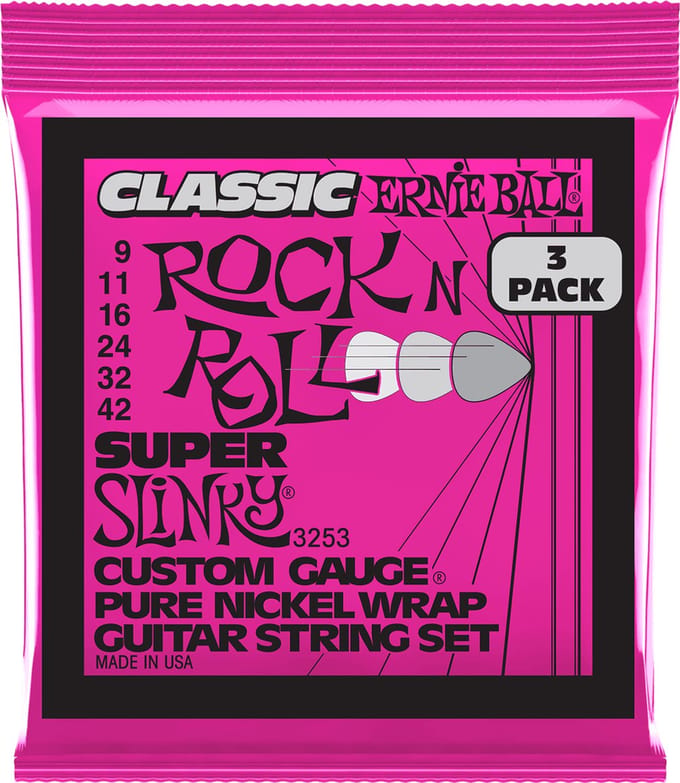 Ernie Ball 3253 Classic Pure Nickel Super Slinky Snaren (9-42) 3-Pack