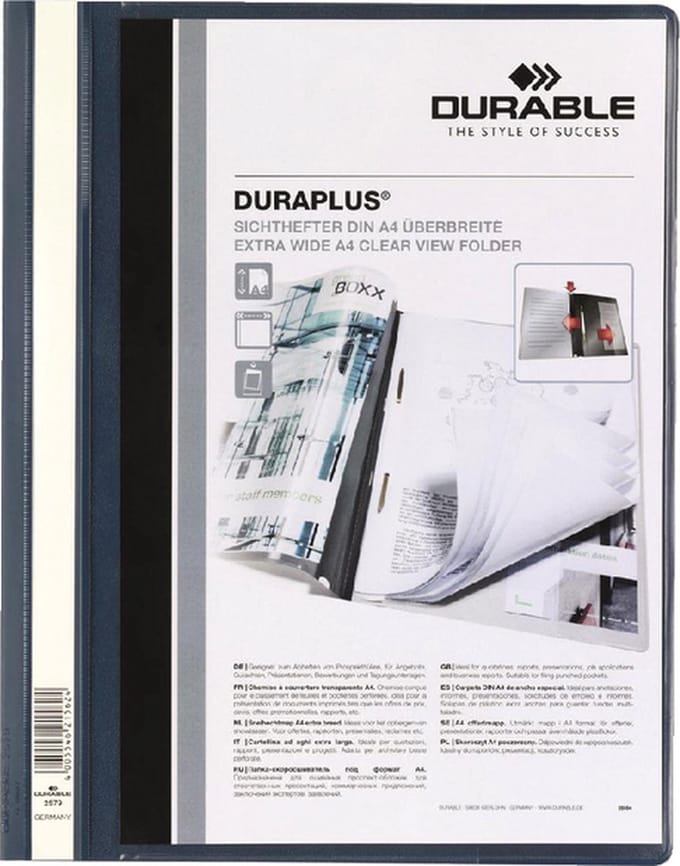 Durable - Snelhechtamp Duraplus A4 donkerblauw | 25 stuks