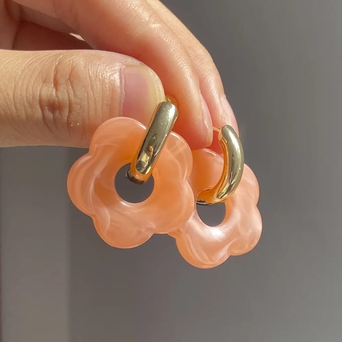 Oorbellen met bloem - Oorringen - Retro - 60s - Zomer