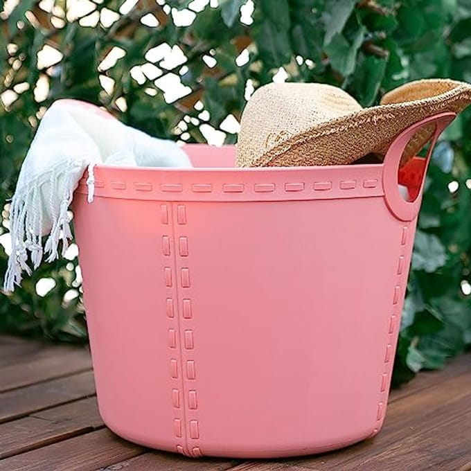 Grote kunststof emmer met handgrepen - 25 liter - roze