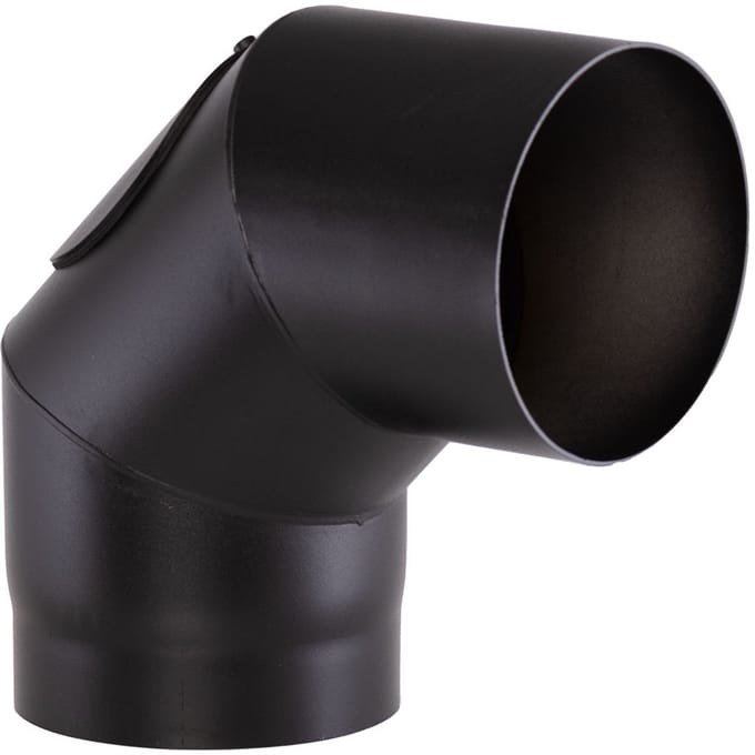 Bocht 90° Ø120 2mm zwart met inspectie opening.