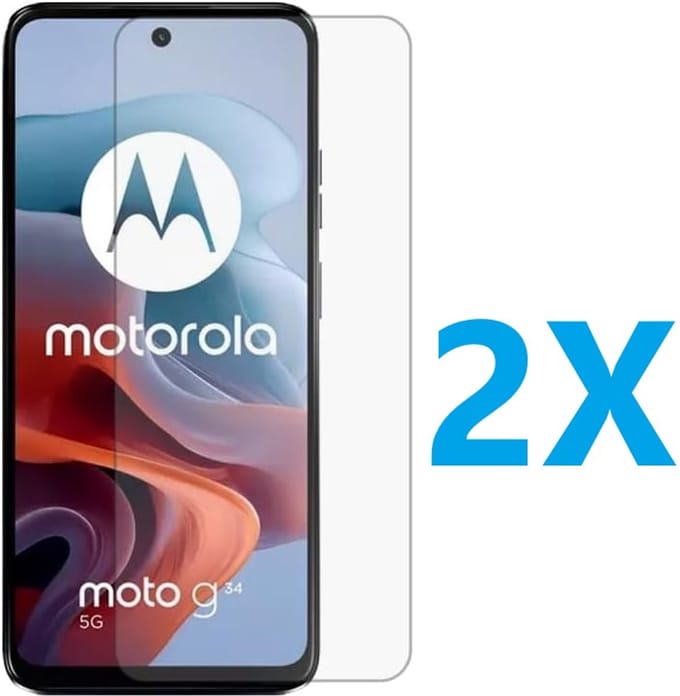 Screenprotector Glas - Tempered Glass Screen Protector Geschikt voor: Motorola Moto G34 - 2x
