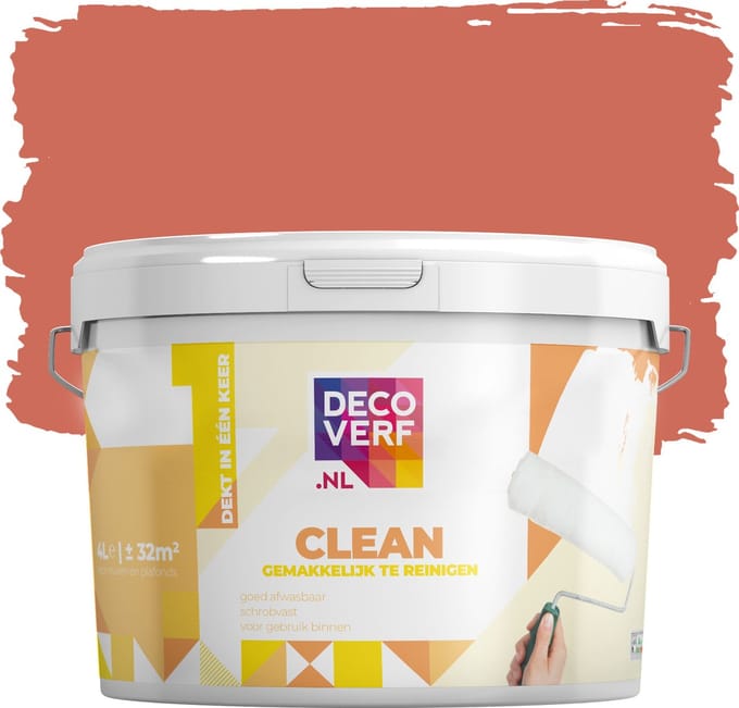 Decoverf clean muurverf terra rood, 4L