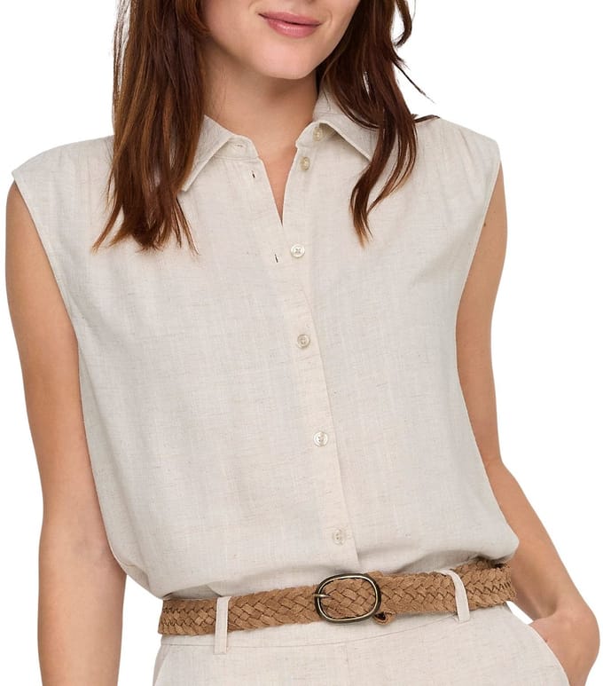regular fit linnen blouse zonder mouwen model 'SIESTA'