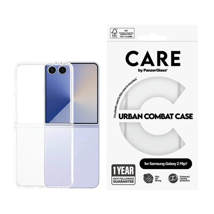 CARE by PanzerGlass Flagship Case Transparent Urban Combat w. Clear Frame Samsung Galaxy Z Flip7