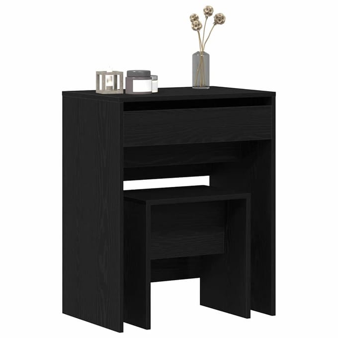 vidaXL - Kaptafel - 2 - st - Zwart - eiken - 60 - x - 40 - x - 75 - cm - Bewerkt - hout