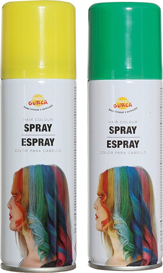 Fiesta Guirca Carnaval verkleed haar verf/spray - groen en geel - spuitbus - 125 ml