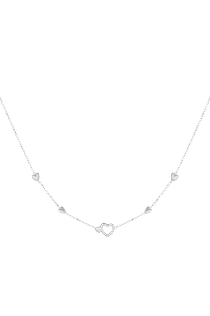 Ketting met hartjes - RVS - Zilverkleurig