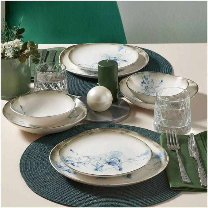 Asir - Dinerset - eetset - servies - 24 stuks - veelkleurig - 25 x 25 x 2 cm