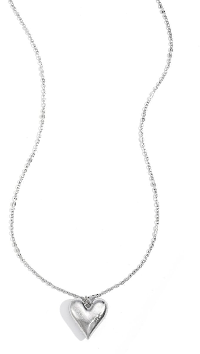 Bijoutheek Collier Bol Hart Mat Geborsteld Zilver