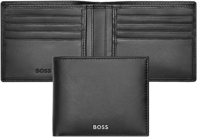HUGO BOSS Leren Kaarthoes Classic Smooth Card Case Black Zwart