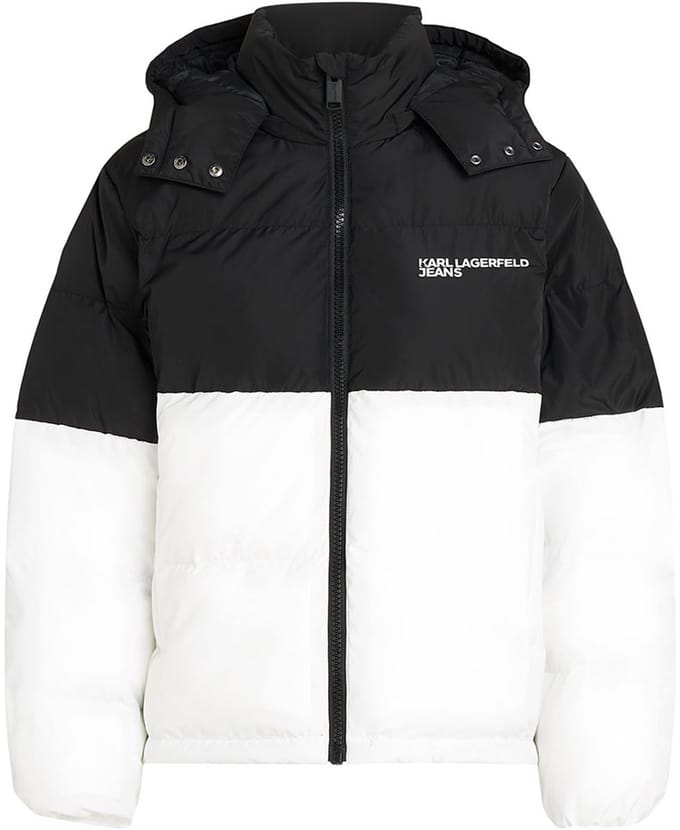 Karl Lagerfeld Jeans Blocked Puffer Jas Wit,Zwart S Vrouw