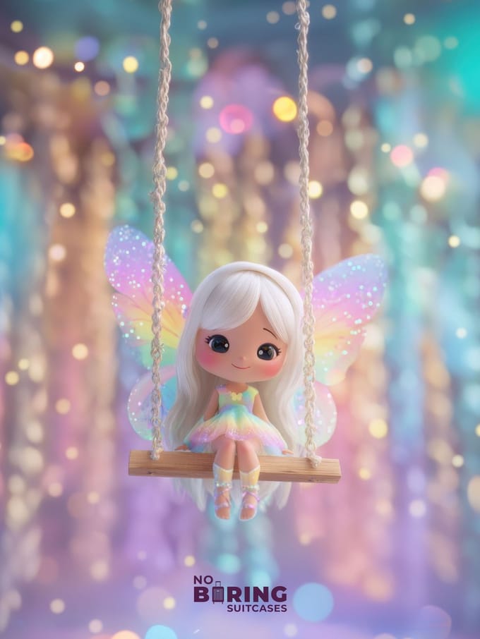 Kinderkoffer roze - Fee op schommel