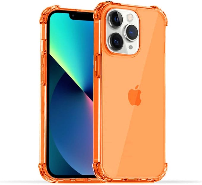 Smartphonica iPhone 11 Pro Max transparant siliconen hoesje - Oranje geschikt voor iPhone 11 Pro Max