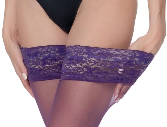 Softline Collection - Elegante hold-up kousen met kanten rand - wit XL