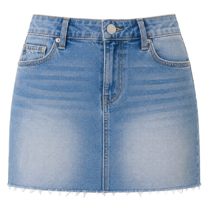 True Religion Sadie effen denim minirok voor dames (Goudkleurig/Verbleekt)