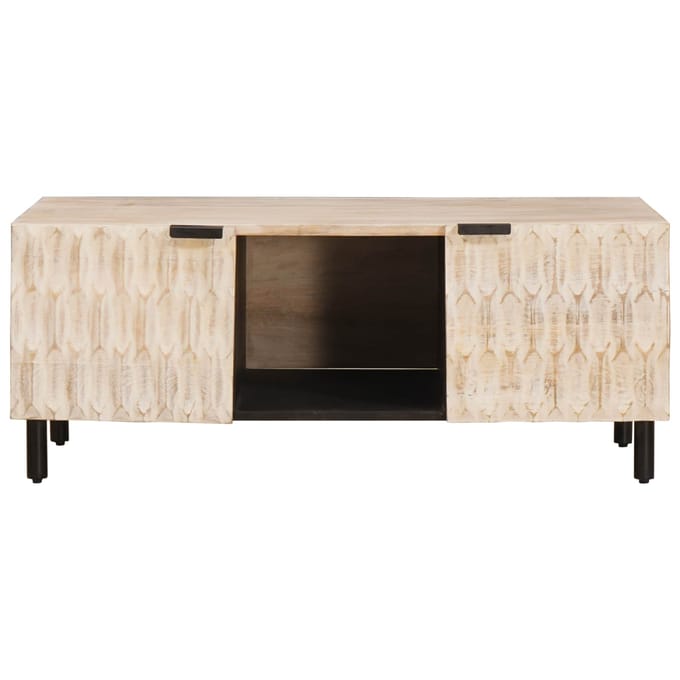 vidaXL - Salontafel - Wit - 100 - x - 54 - x - 40 - cm - Massief - Mango - Hout