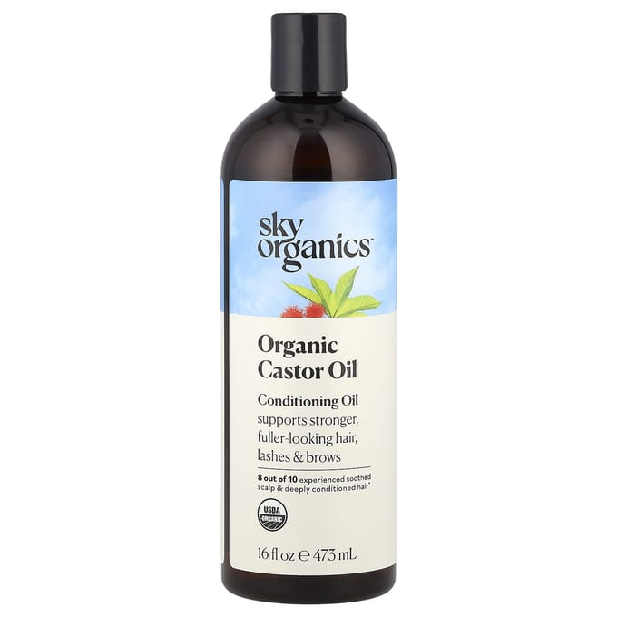 Sky Organics, Huile de ricin biologique, Huile revitalisante, 16 fl oz (473ml) white