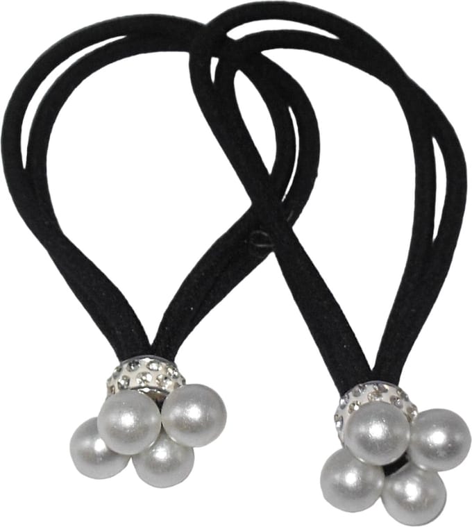 Elastiek dubbel zwart met parels en strass