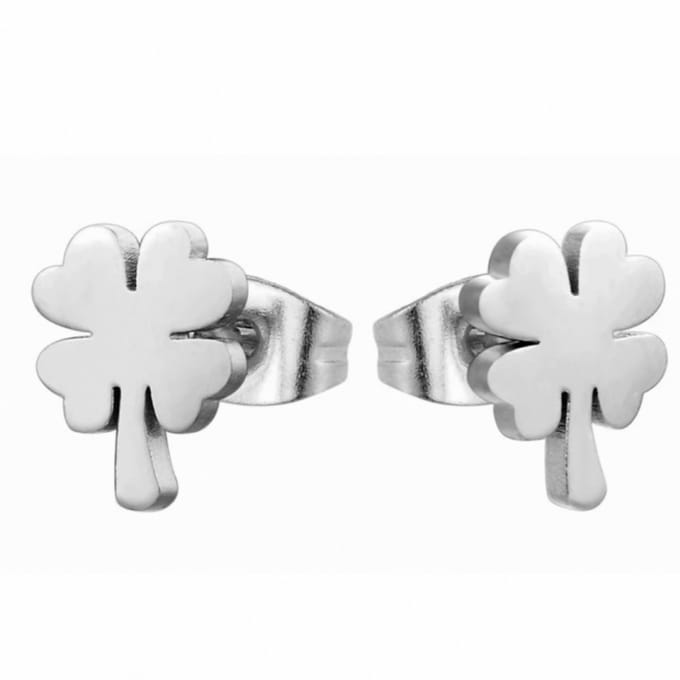 RVS oorbellen -klavertje vier-Charme Bijoux