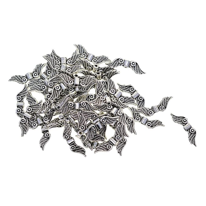 100 perles tibétaines en argent avec ailes d'ange, breloques d'espacement, fabrication de bijoux, 23x7mm 23x7mm gray