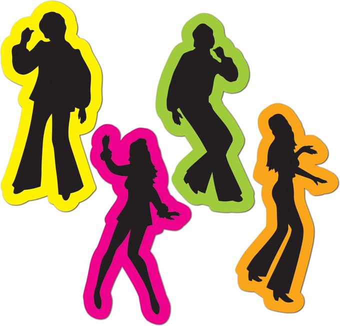 360 DEGREES - 4 Retro Disco Jaren '70 Silhouetten van Dansers, 40 cm