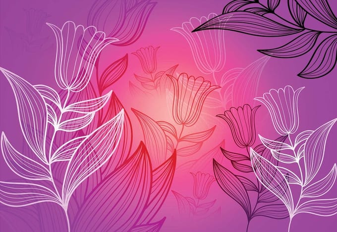 Fotobehang Flowers Pattern Nature | PANORAMIC - 250cm x 104cm | 130g/m2 Vlies