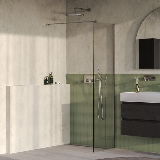 Brauer Oblivion inloopdouche helder glas 50x200cm incl. glascoating PVD RVS-kleurig geborsteld