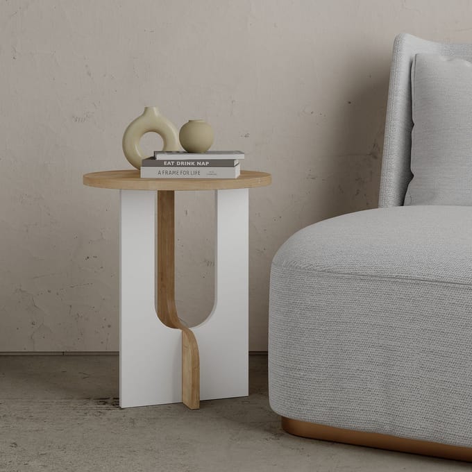 Asir - Zijtafel - Witte eik - 40 x 47 x 40
