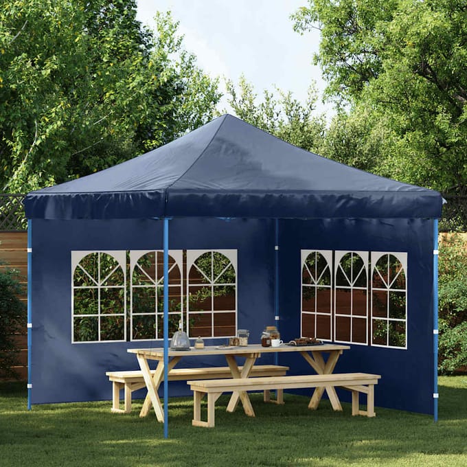 vidaXL - Tentwanden - met - raam - PE - blauw - 2 - st