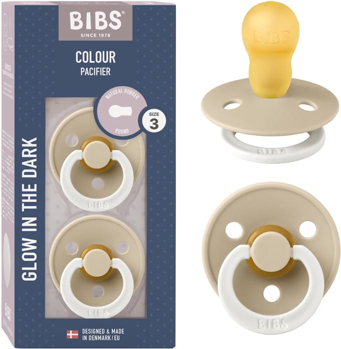 BIBS Colour Glow Fopspeen - 18-48 mnd - 2-pack - Rond - Vanilla